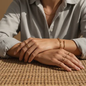 Elegant gold accessories on skin