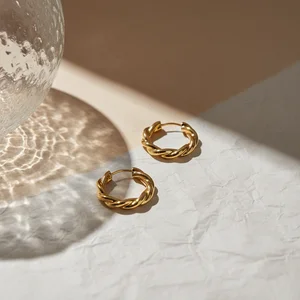 Elegant gold earrings display