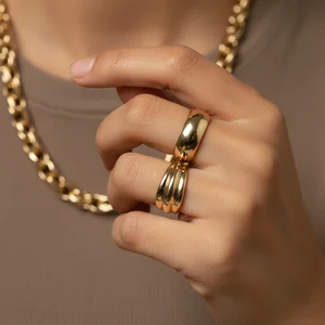 Elegant Gold Rings on Hand