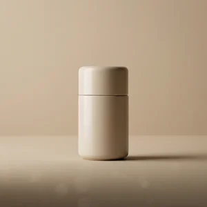 Minimalist beige bottle with shadow