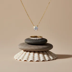 Stacked stone necklace display