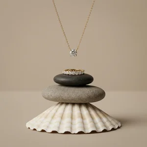 Elegant jewelry on natural stones