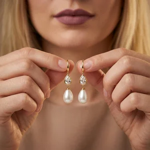 Elegant pearl earrings presentation