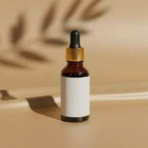 Golden essential oil bottle