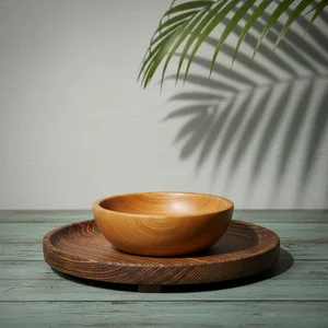 Serene wood dishware scene