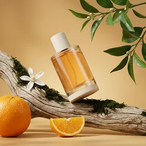 Natural orange perfume on driftwood