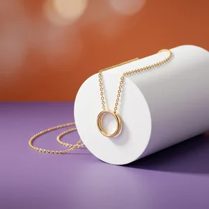 Minimalist gold necklace display