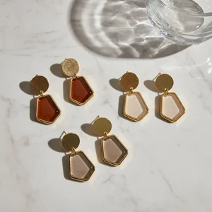 Exotic gemstone gold earrings