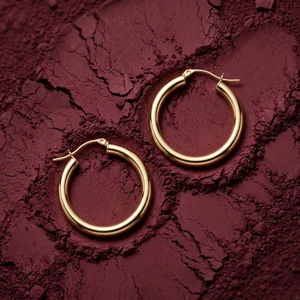 Gold hoops on textured red earth