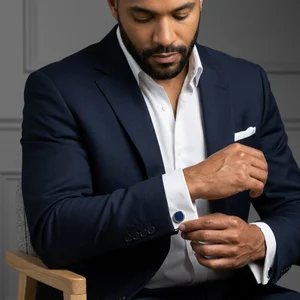 Luxury men's cufflink on model