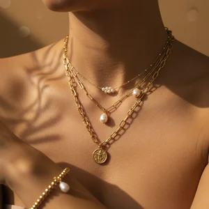 Delicate layered gold jewelry