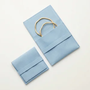 Elegant blue suede jewelry pouches