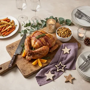Festive roast dinner setting