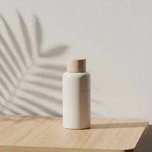 Minimalist wooden product shelf