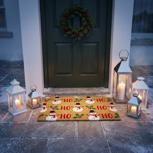 Festive Christmas doormat & lanterns