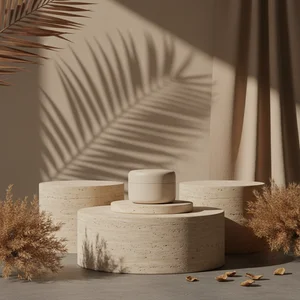 Sandy pedestals with palm shadows