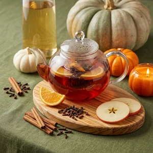 Cozy autumn spiced tea setting