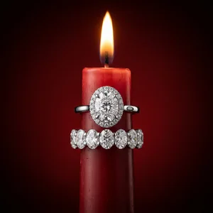 Diamond rings on a red candle