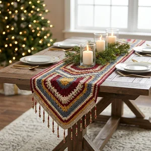 Festive crocheted table runner