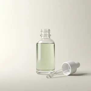 Minimalist green serum bottle