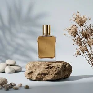 Earthy luxury fragrance display