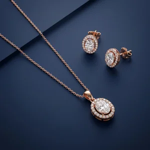 Rose gold diamond halo set