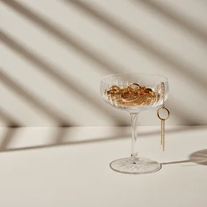 Luxury gold earrings on display