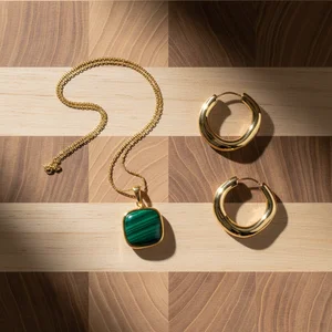 Chic jewelry on checkered board