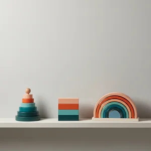 Muted wooden stacking toys