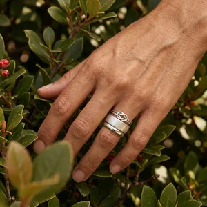 Elegant silver rings in nature