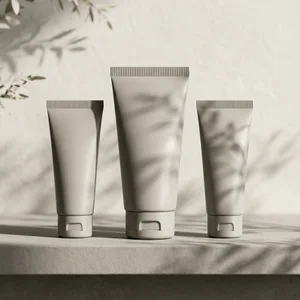 Minimalist cosmetic tubes with shadows