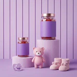 Cute purple baby gummy bear scene