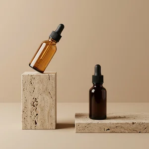 Natural skincare on travertine