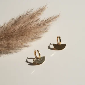Minimalist Gold Earrings & Grass