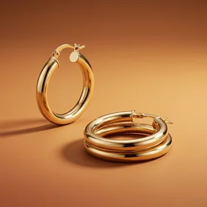 Modern gold hoops with shadows