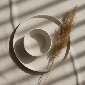 Minimalist ceramic bowl & wheat
