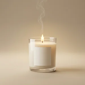 Warm minimalist candle with smoke