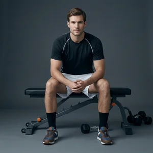 Male athlete on weight bench