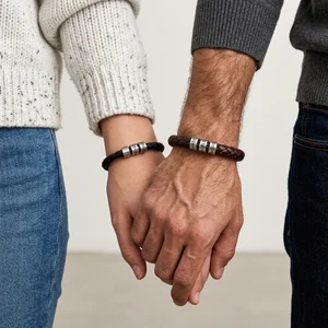 Personalized Couple's Leather Bracelets