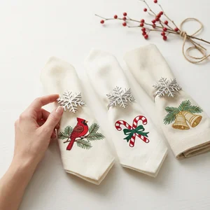 Festive Christmas embroidered napkins