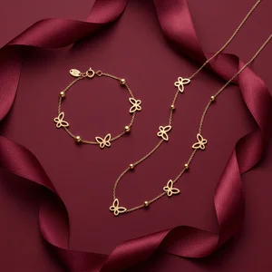 Elegant gold butterfly jewelry set