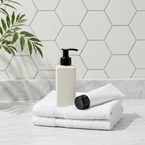 Clean spa skincare on towels