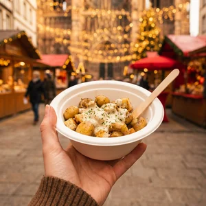 Festive street food bowl in hand