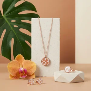 Elegant jewelry set on stone