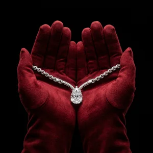 Luxury necklace in velvet hands