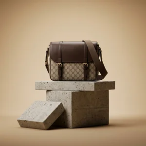 Luxury bag on concrete bricks