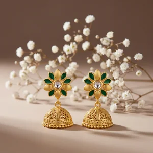 Traditional gold jhumka earrings