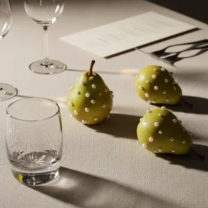 Elegant Table Setting with Pears