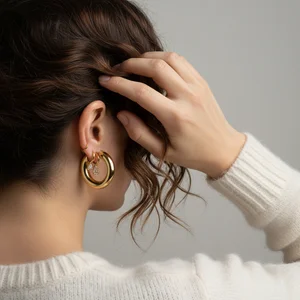 Casual Gold Hoop Earring