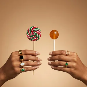 Playful jewelry and lollipops
